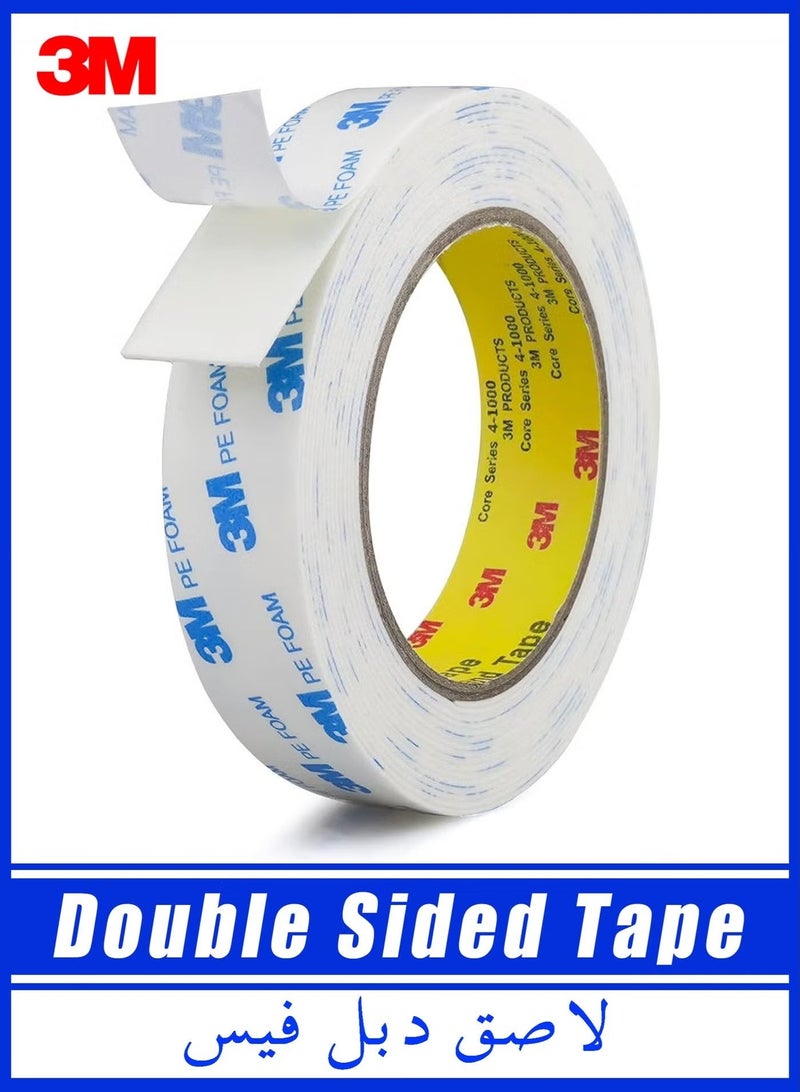 3M Heavy Duty Removable Double Sided Tape - 2.5cm x 3m Strong Mounting Tape for Walls, No Residue & Waterproof, Holds Pictures, Posters, Decor on Paint & Tiles - Image 1